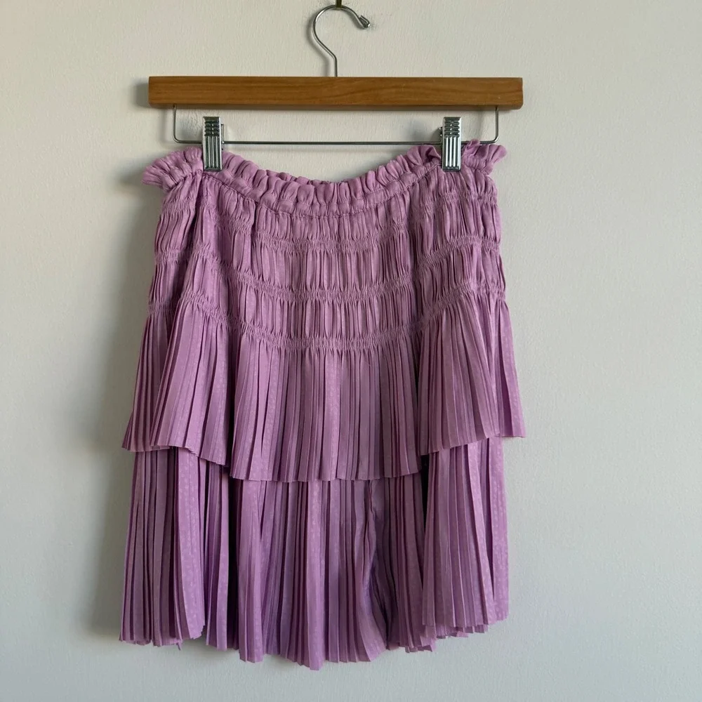 Current Air Smocked Tiered Satin Mini Skirt Size Small - Picture 7 of 9